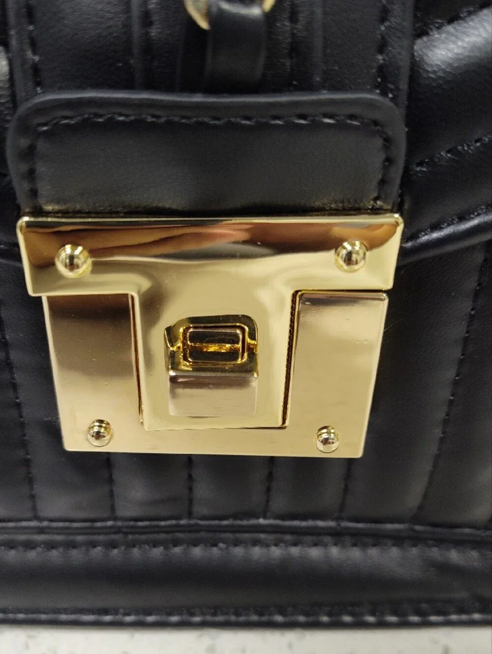 Loulu Black Quilted Top-Handle Satchel Bag